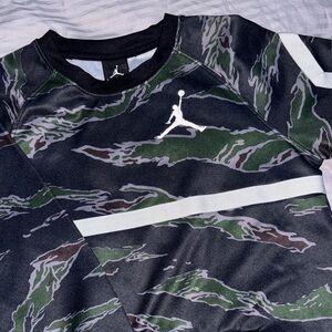 Jordan Green and Black Kids Camouflage Sweater